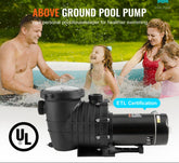 Above Ground Pool Pump, 1HP, 80 GPM Max. Flow Single Speed Swimming Pool Pump, 110V/240V 3450RPM 34.4ft Max. Head Pool Pump with Filter Basket, for Above Ground Pools Hot Tubs Spas